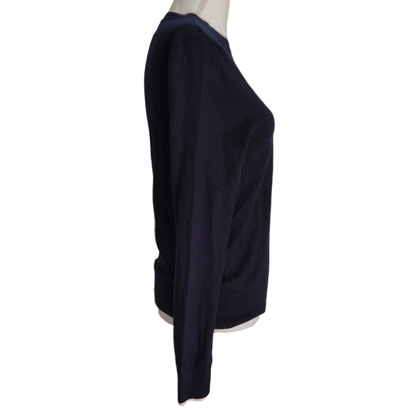 SANDRO Paris Wool Cream Contrast Trim Lightweight Crew Neck Sweater - Picture 4 of 10